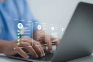 person on computer